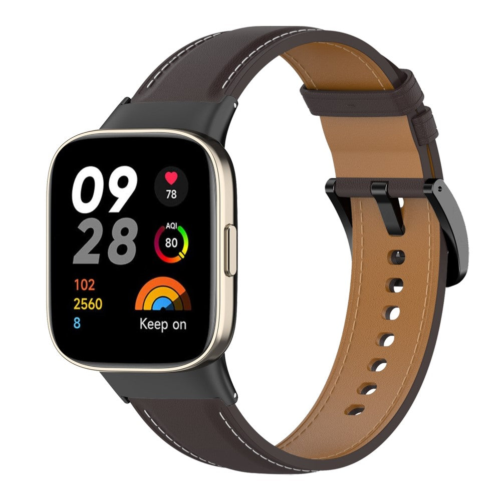 Ægte Læder Universal Rem passer til Xiaomi Redmi Watch 3 / Xiaomi Mi Watch Lite 3 - Brun#serie_4