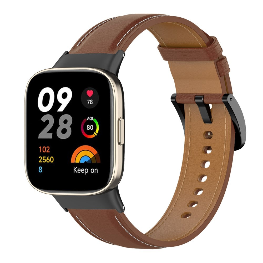 Ægte Læder Universal Rem passer til Xiaomi Redmi Watch 3 / Xiaomi Mi Watch Lite 3 - Brun#serie_5