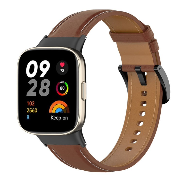 Ægte Læder Universal Rem passer til Xiaomi Redmi Watch 3 / Xiaomi Mi Watch Lite 3 - Brun#serie_5