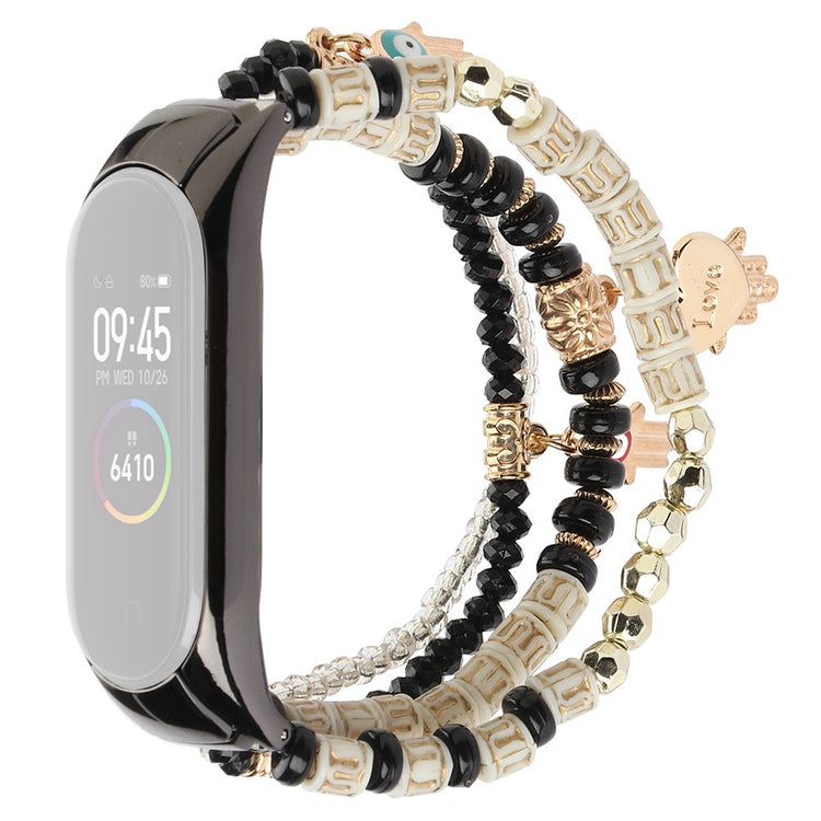 Kønt Xiaomi Mi Smart Band 4 / Xiaomi Mi Band 3 Rhinsten Rem - Sort#serie_5