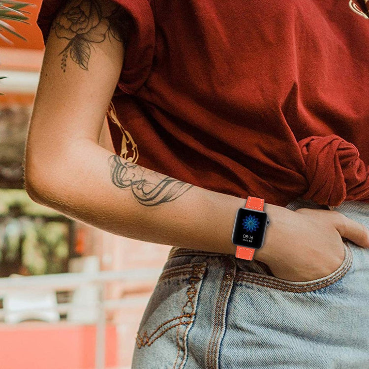 Mega slidstærk Xiaomi Mi Watch Ægte læder Rem - Orange#serie_1