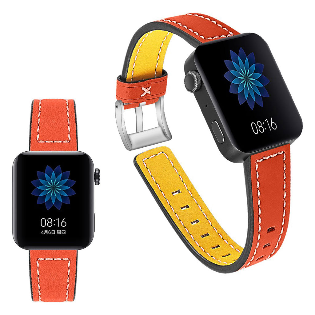 Mega slidstærk Xiaomi Mi Watch Ægte læder Rem - Orange#serie_1