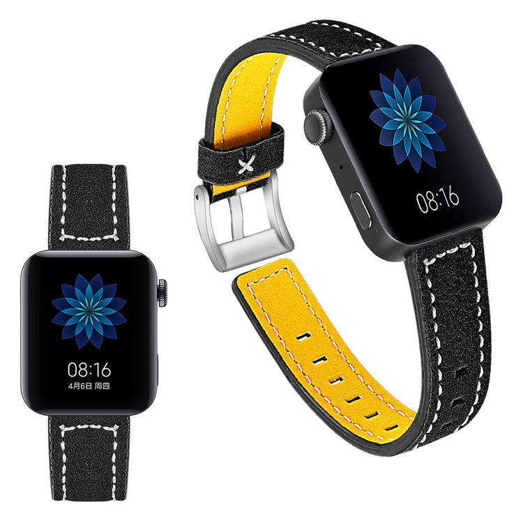 Mega slidstærk Xiaomi Mi Watch Ægte læder Rem - Sort#serie_2