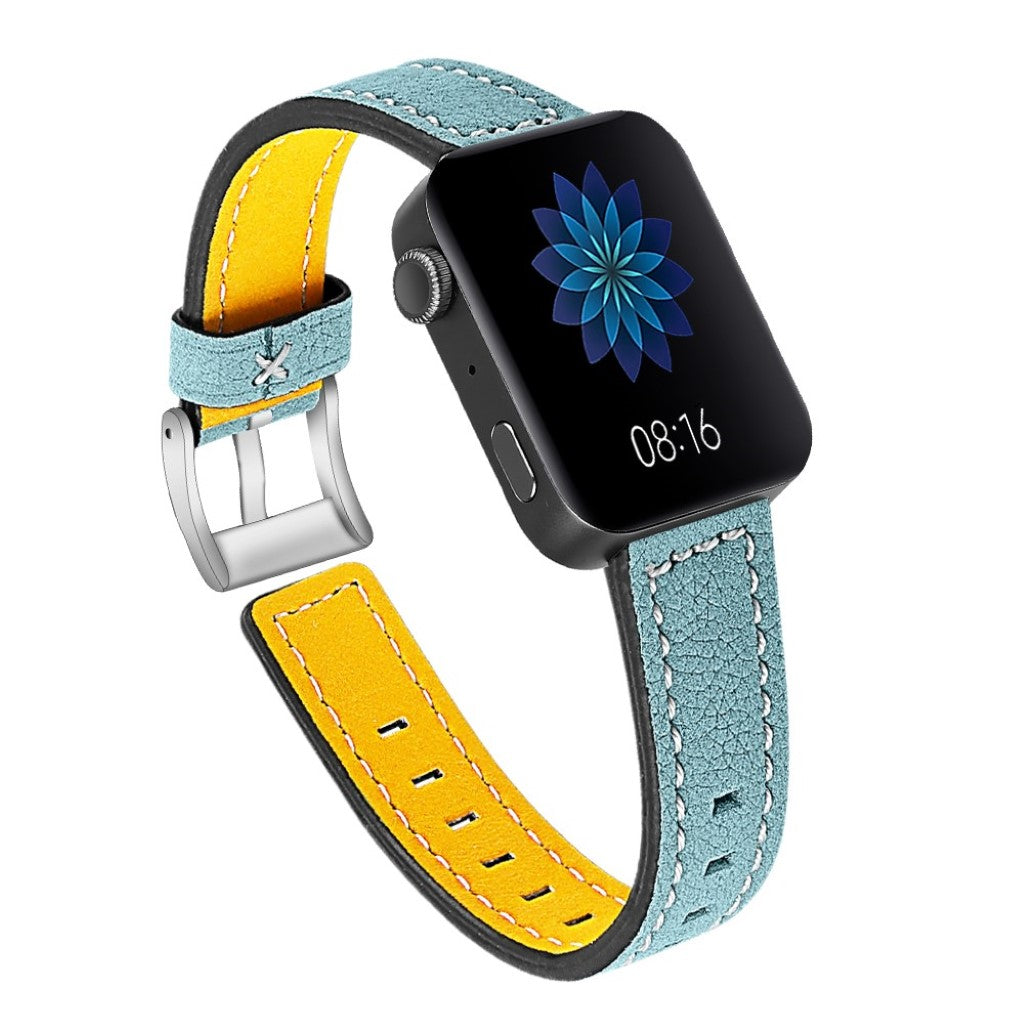 Mega slidstærk Xiaomi Mi Watch Ægte læder Rem - Blå#serie_3