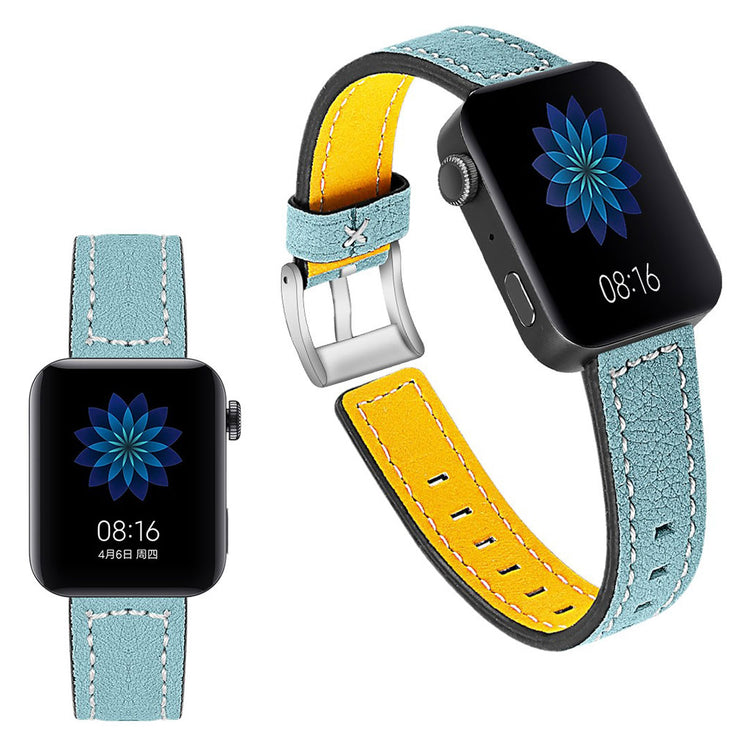 Mega slidstærk Xiaomi Mi Watch Ægte læder Rem - Blå#serie_3