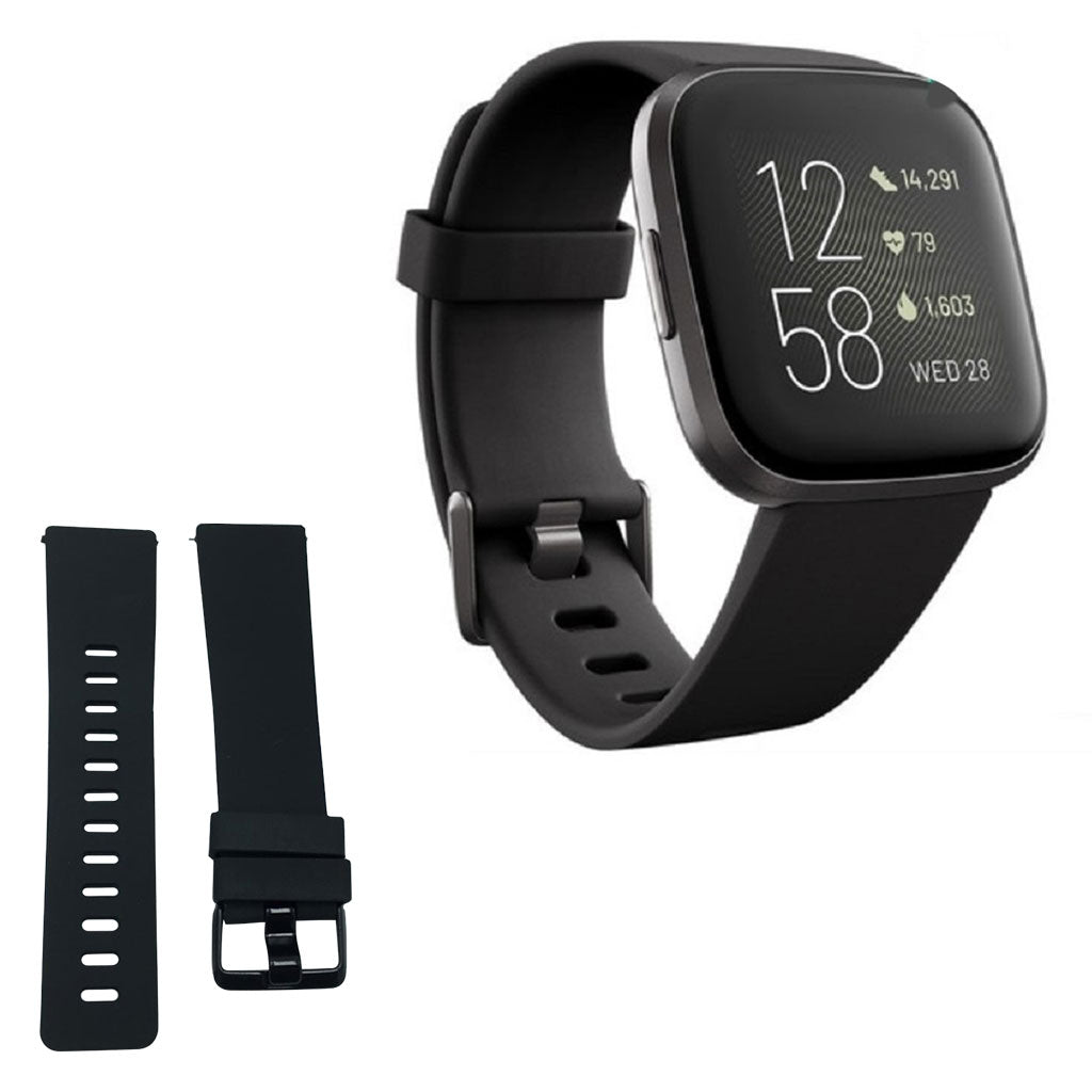 Vildt skøn Fitbit Versa 2 Silikone Rem - Sort#serie_1
