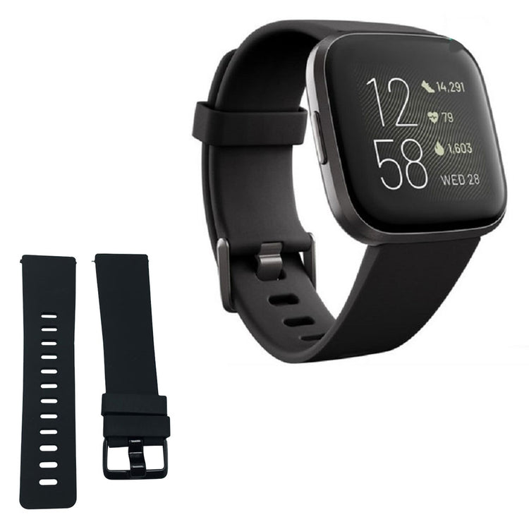 Vildt skøn Fitbit Versa 2 Silikone Rem - Sort#serie_1