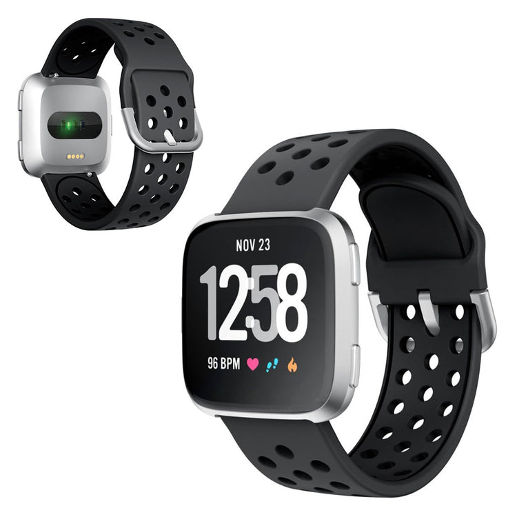 Meget fed Fitbit Versa 2 Silikone Rem - Sort#serie_1