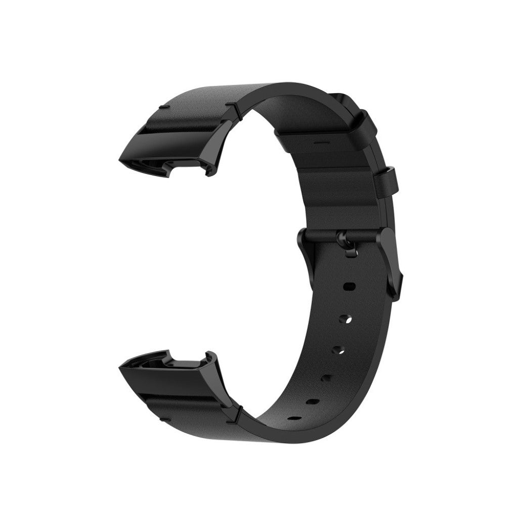Mega kønt Fitbit Charge 4 / Fitbit Charge 3 Ægte læder Rem - Sort#serie_1
