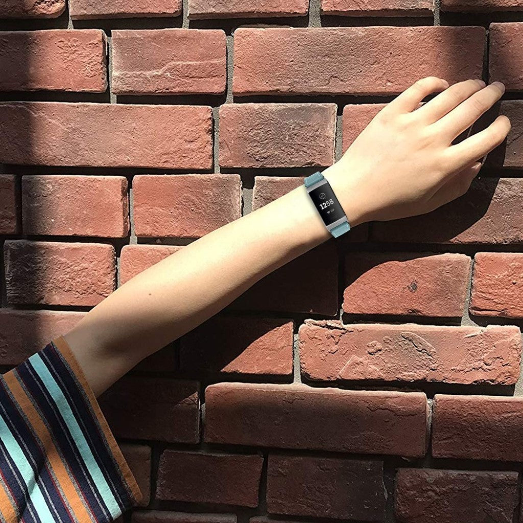Tidsløst Fitbit Charge 4 / Fitbit Charge 3 Ægte læder Rem - Blå#serie_15