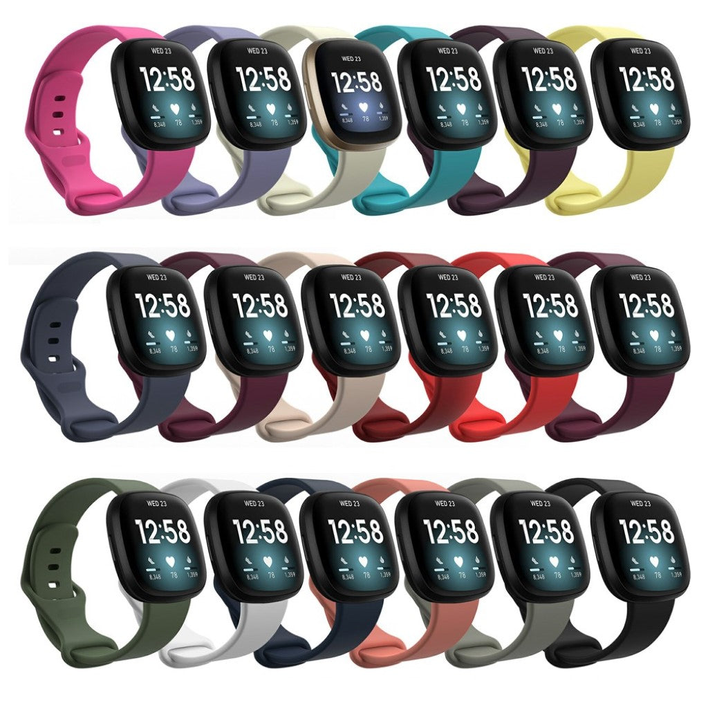 Helt vildt kønt Fitbit Versa 3 / Fitbit Sense Silikone Rem - Størrelse: S - Sort#serie_1