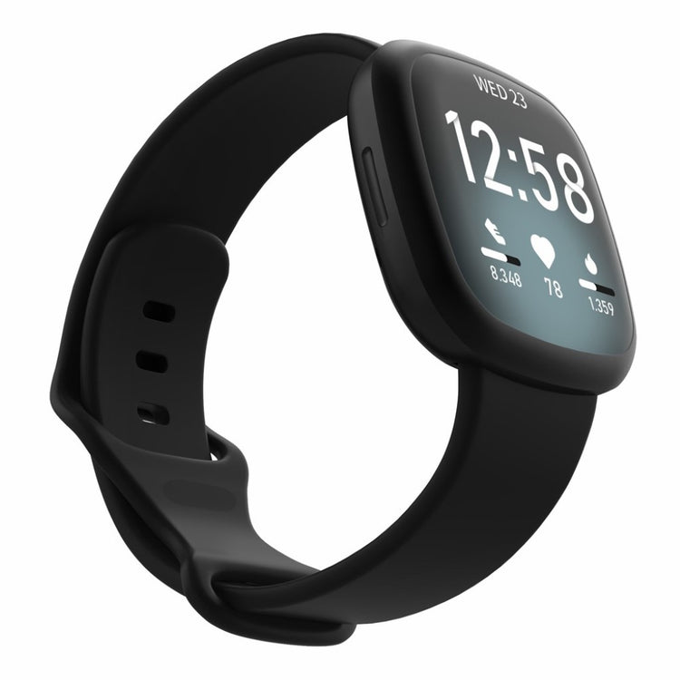 Helt vildt kønt Fitbit Versa 3 / Fitbit Sense Silikone Rem - Størrelse: S - Sort#serie_1