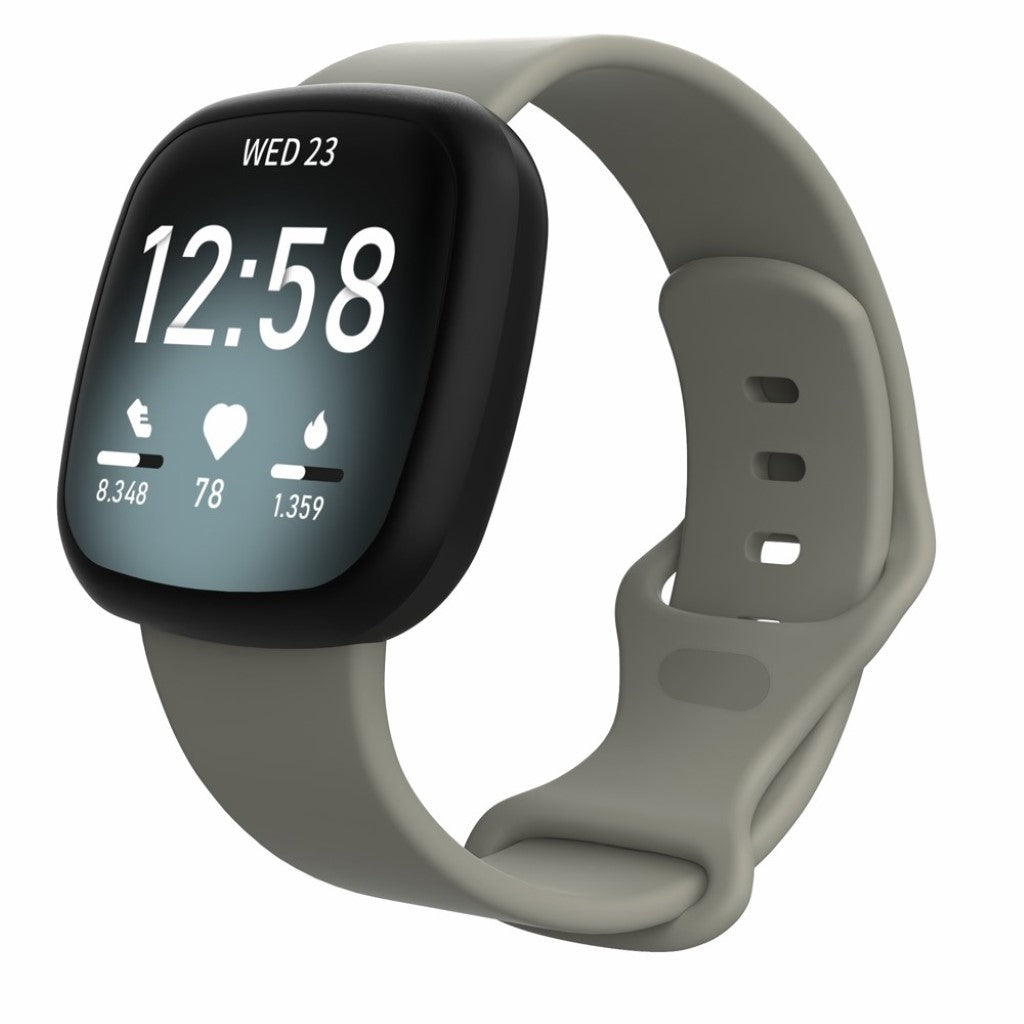 Helt vildt kønt Fitbit Versa 3 / Fitbit Sense Silikone Rem - Størrelse: S - Sølv#serie_2