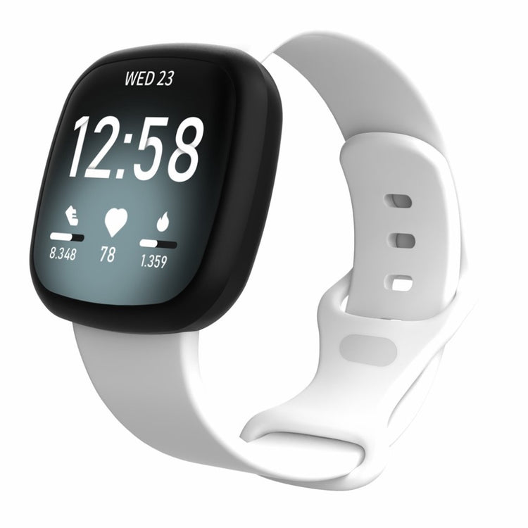 Helt vildt kønt Fitbit Versa 3 / Fitbit Sense Silikone Rem - Størrelse: S - Hvid#serie_5
