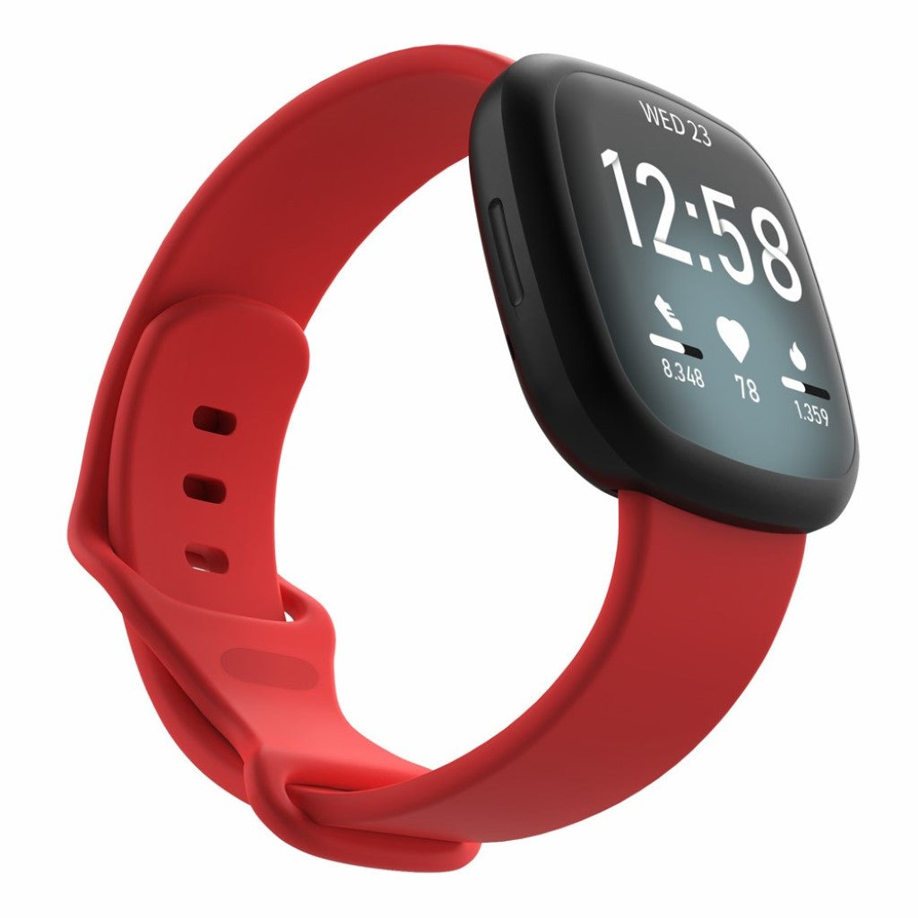 Helt vildt kønt Fitbit Versa 3 / Fitbit Sense Silikone Rem - Størrelse: S - Rød#serie_8