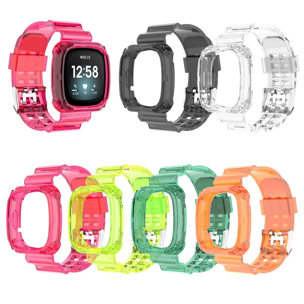 Vildt hårdfør Fitbit Versa 3 / Fitbit Sense Silikone Rem - Gennemsigtig#serie_1