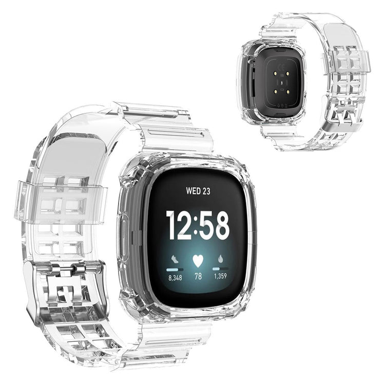 Vildt hårdfør Fitbit Versa 3 / Fitbit Sense Silikone Rem - Gennemsigtig#serie_2