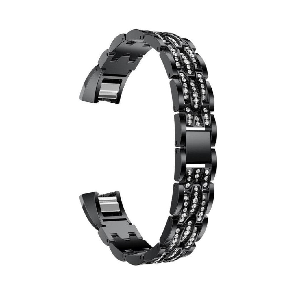 Vildt pænt Fitbit Alta Metal og Rhinsten Rem - Sort#serie_1