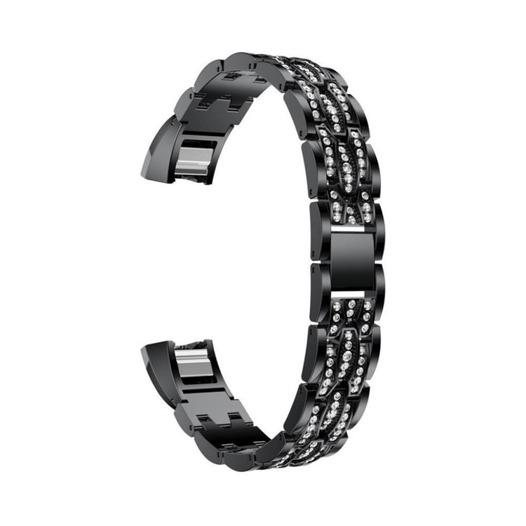 Vildt pænt Fitbit Alta Metal og Rhinsten Rem - Sort#serie_1