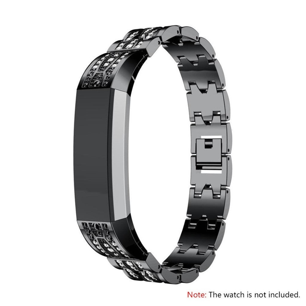 Vildt pænt Fitbit Alta Metal og Rhinsten Rem - Sort#serie_1