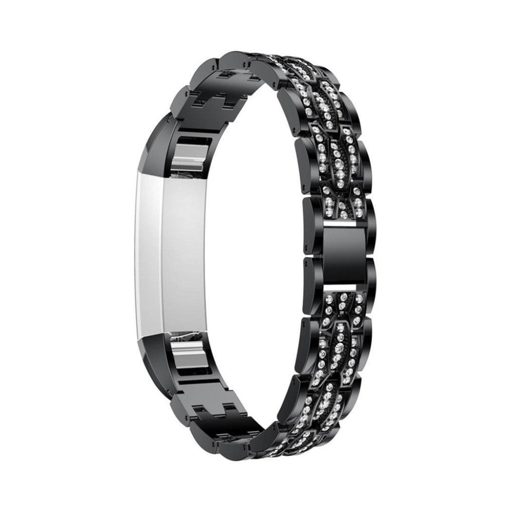 Vildt pænt Fitbit Alta Metal og Rhinsten Rem - Sort#serie_1