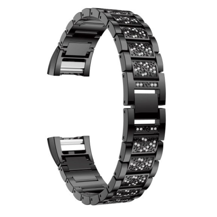 Rigtigt fed Fitbit Charge 2 Metal og Rhinsten Rem - Sort#serie_1