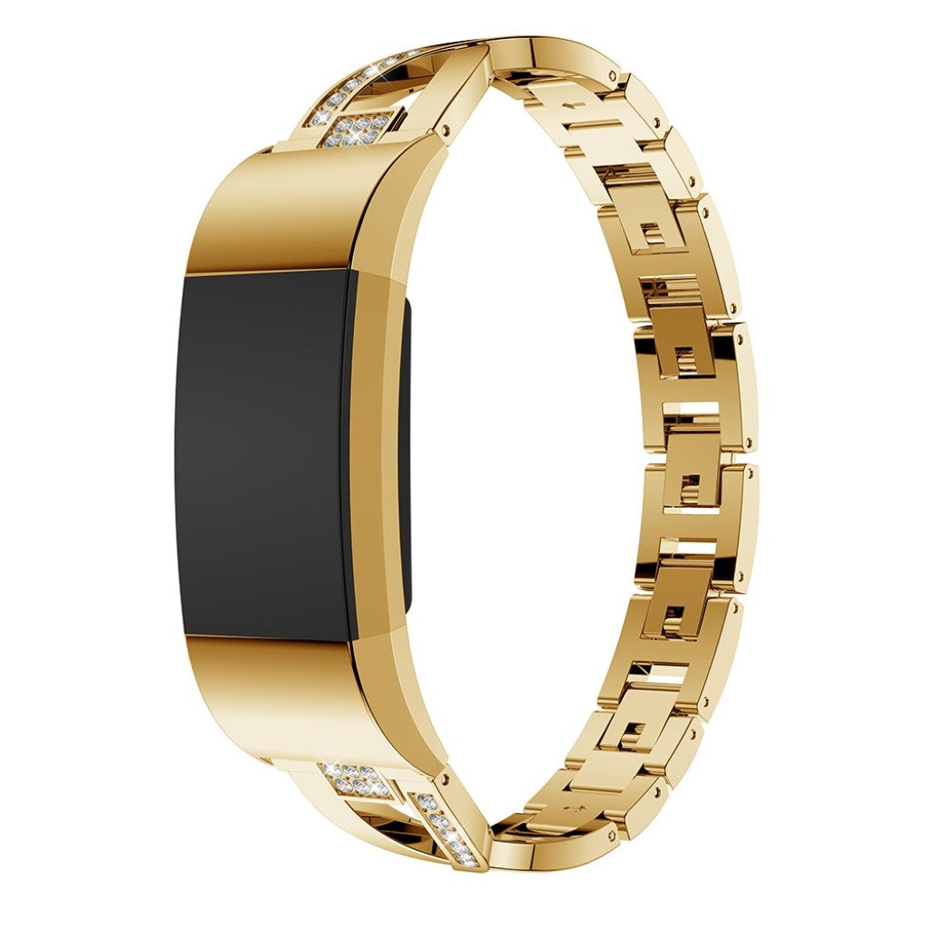 Rigtigt fint Fitbit Charge 2 Metal og Rhinsten Rem - Guld#serie_2