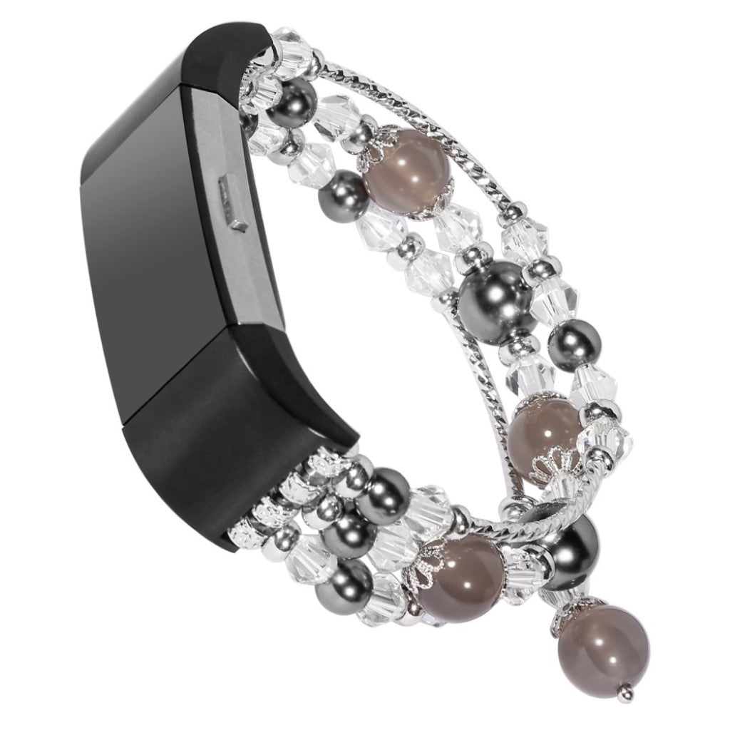 Supercool Fitbit Charge 2 Metal og Sten Rem - Sort#serie_1