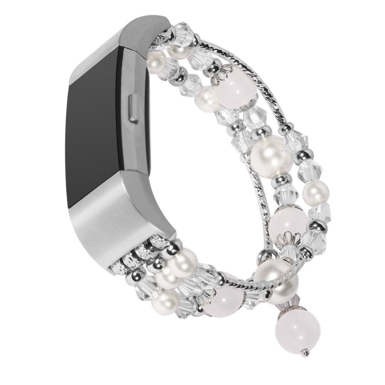 Supercool Fitbit Charge 2 Metal og Sten Rem - Hvid#serie_2