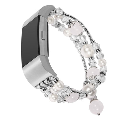 Supercool Fitbit Charge 2 Metal og Sten Rem - Hvid#serie_2