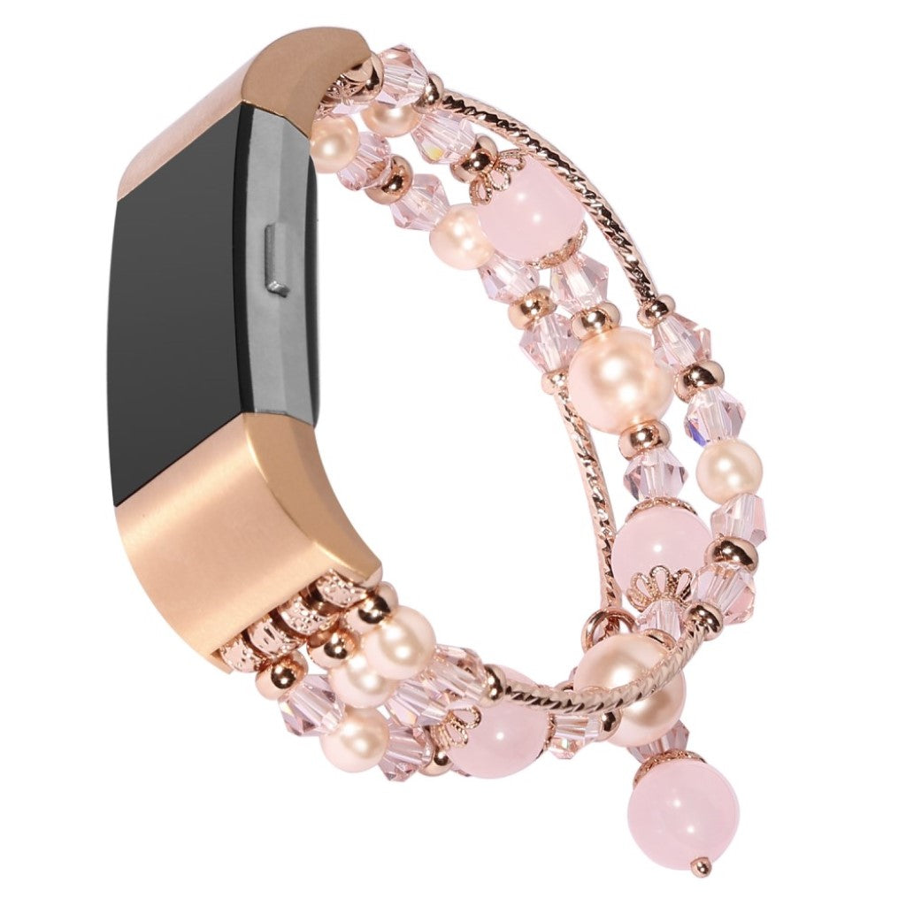 Supercool Fitbit Charge 2 Metal og Sten Rem - Pink#serie_3