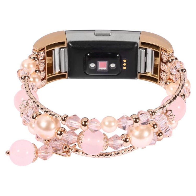 Supercool Fitbit Charge 2 Metal og Sten Rem - Pink#serie_3