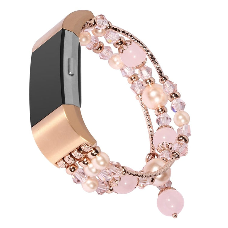 Supercool Fitbit Charge 2 Metal og Sten Rem - Pink#serie_3