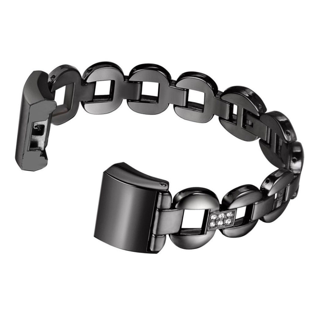 Super flot Fitbit Charge 2 Metal og Rhinsten Rem - Sort#serie_1