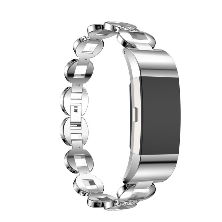 Super flot Fitbit Charge 2 Metal og Rhinsten Rem - Sølv#serie_2