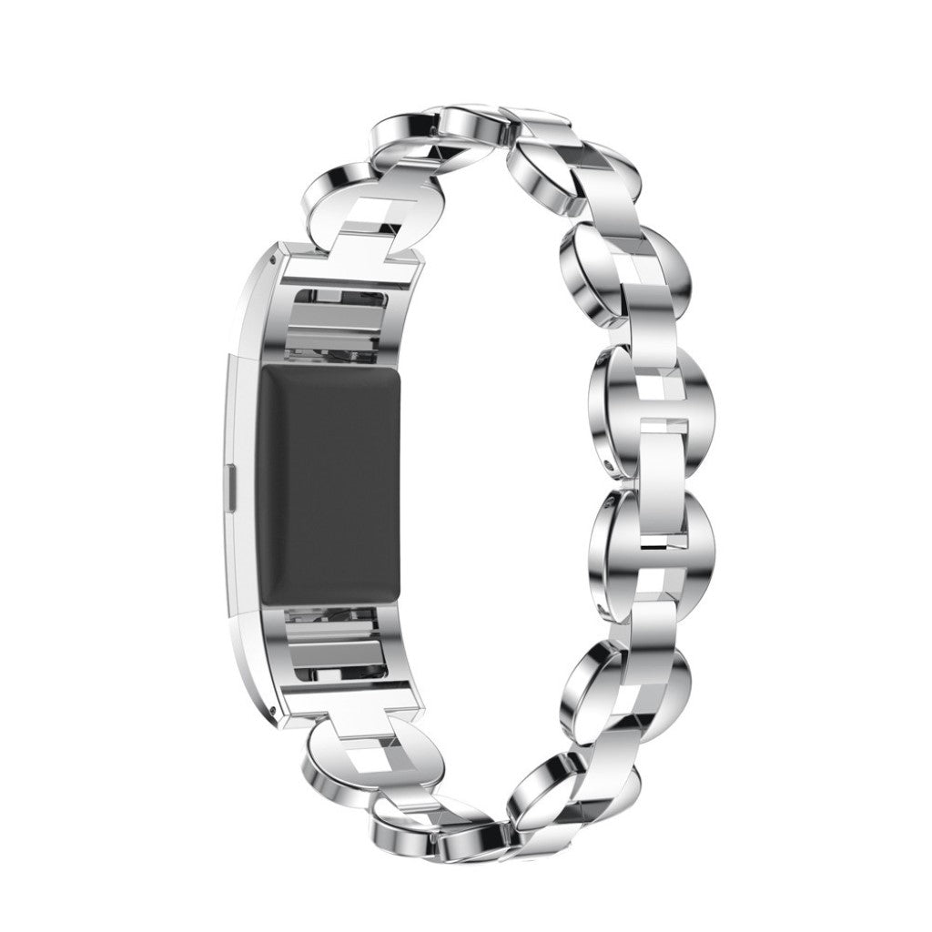 Super flot Fitbit Charge 2 Metal og Rhinsten Rem - Sølv#serie_2