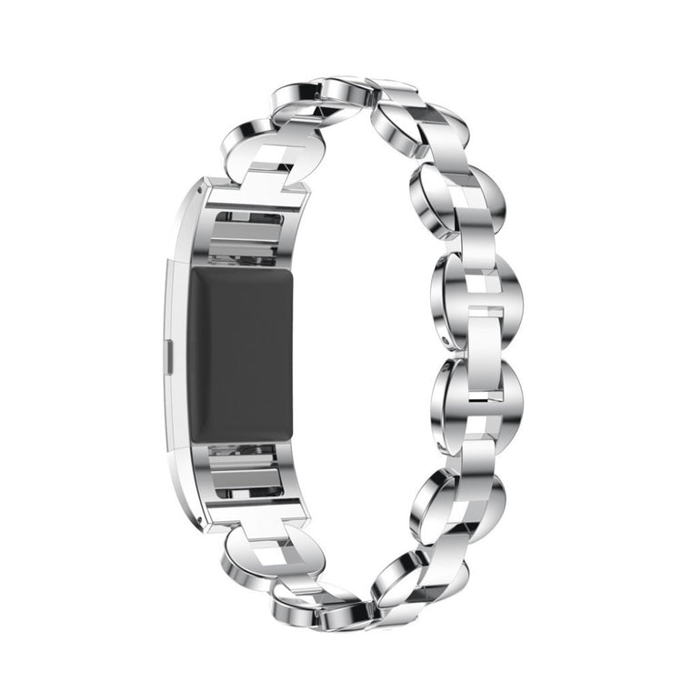 Super flot Fitbit Charge 2 Metal og Rhinsten Rem - Sølv#serie_2