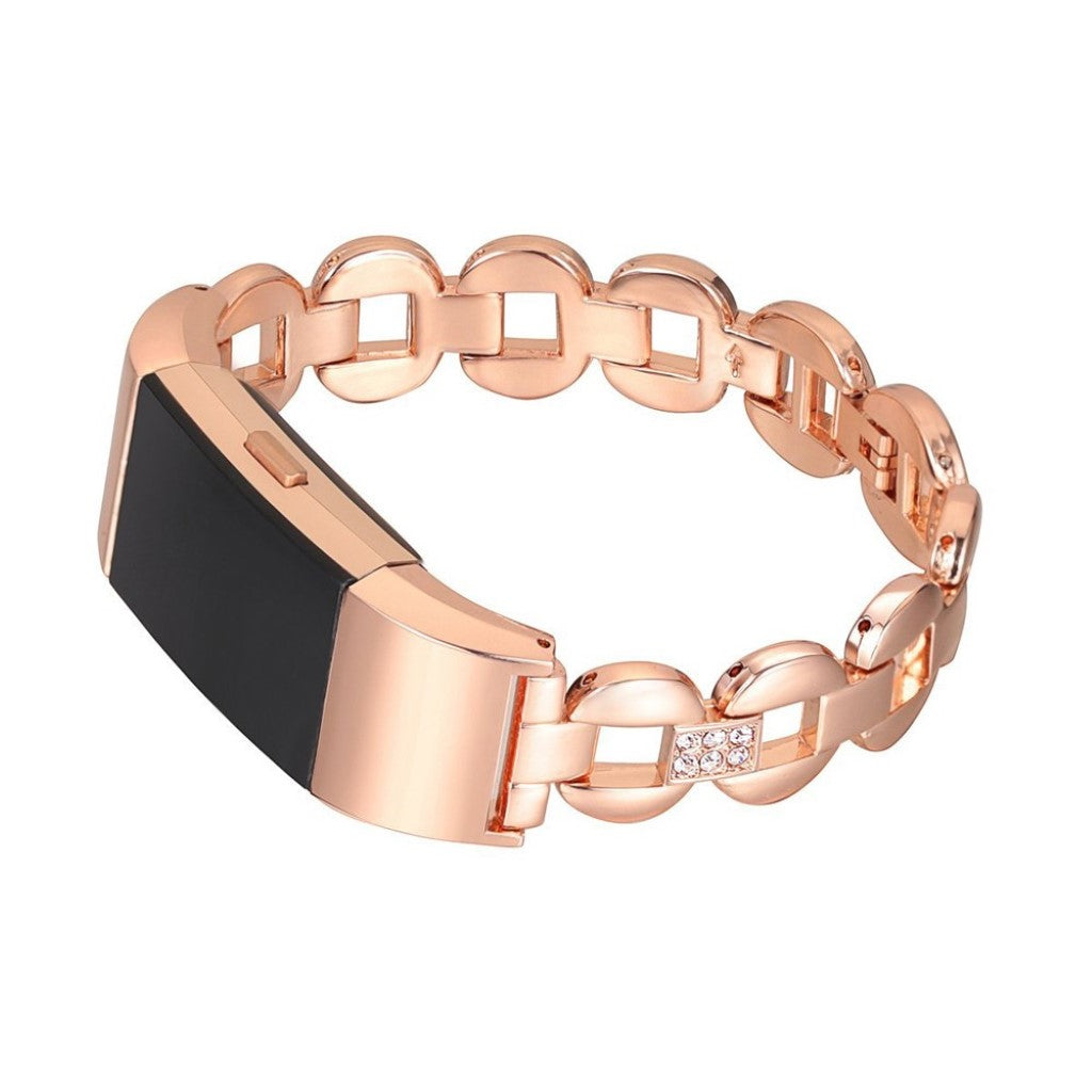 Super flot Fitbit Charge 2 Metal og Rhinsten Rem - Pink#serie_3