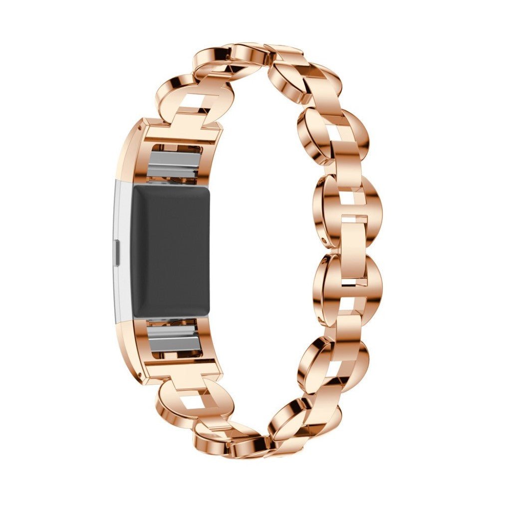 Super flot Fitbit Charge 2 Metal og Rhinsten Rem - Pink#serie_3