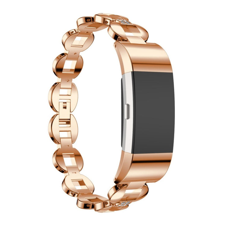 Super flot Fitbit Charge 2 Metal og Rhinsten Rem - Pink#serie_3