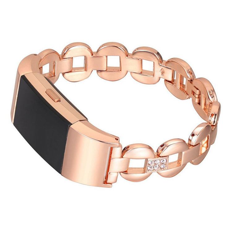 Super flot Fitbit Charge 2 Metal og Rhinsten Rem - Pink#serie_3