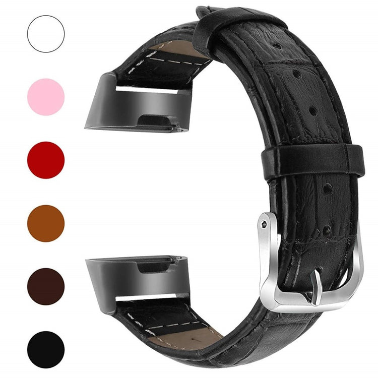 Skøn Fitbit Charge 2 Ægte læder Rem - Sort#serie_1