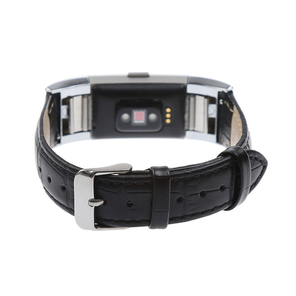 Skøn Fitbit Charge 2 Ægte læder Rem - Sort#serie_1