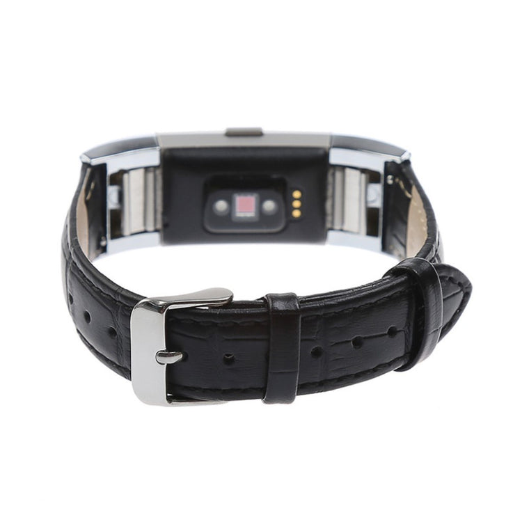 Skøn Fitbit Charge 2 Ægte læder Rem - Sort#serie_1