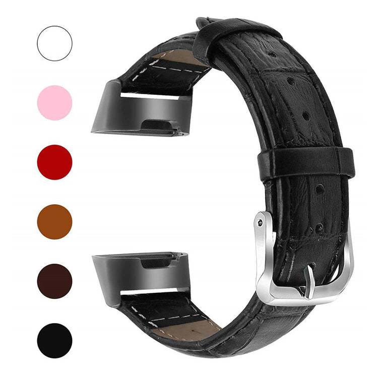 Skøn Fitbit Charge 2 Ægte læder Rem - Sort#serie_1