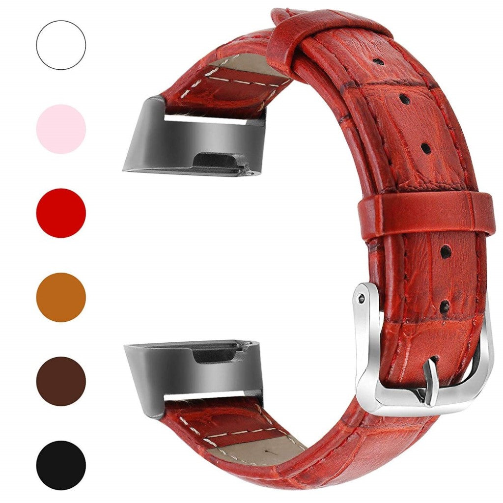 Skøn Fitbit Charge 2 Ægte læder Rem - Rød#serie_2