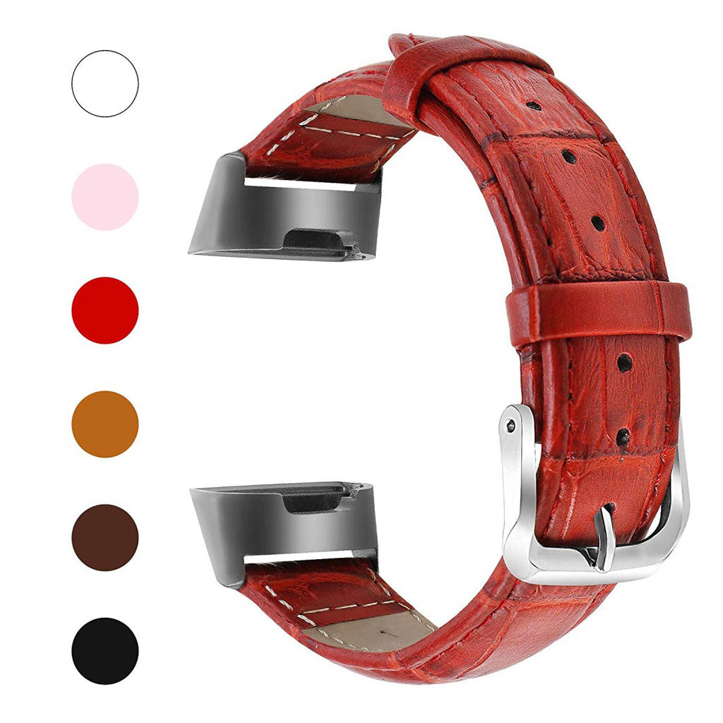 Skøn Fitbit Charge 2 Ægte læder Rem - Rød#serie_2