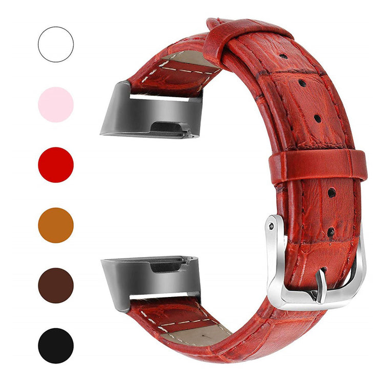 Skøn Fitbit Charge 2 Ægte læder Rem - Rød#serie_2