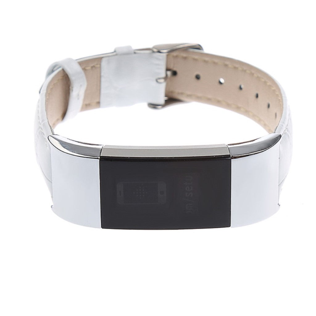 Skøn Fitbit Charge 2 Ægte læder Rem - Hvid#serie_3
