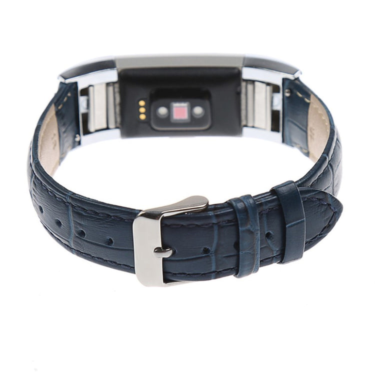 Skøn Fitbit Charge 2 Ægte læder Rem - Blå#serie_4